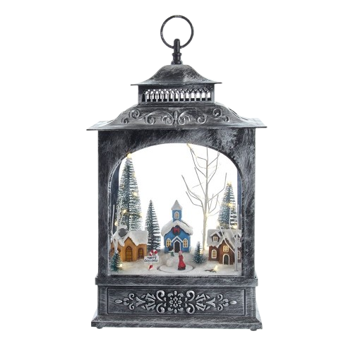 15" BATTERY OPERATED LED MUSICAL CHRISTMAS VILLAGE LANTERN 