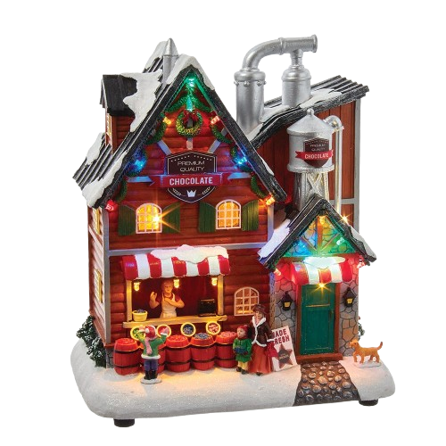 10.63"BATTERY OPERATED LIGHT-UP MUSICAL CHOCOLATE FACTORY