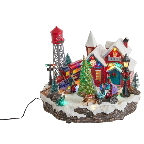 9.25"LIGHT-UP MUSICAL CHRISTMAS VILLAGE SCENE