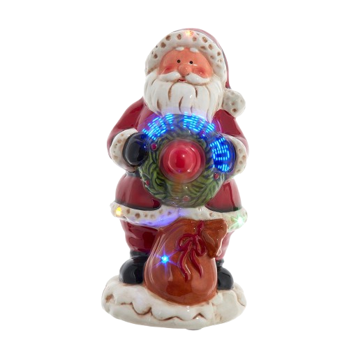 10" BATTERY OPERATED LED MUSICAL SANTA TABLE PIECE WITH DIGITAL PROPELLER