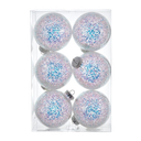 100MM SHATTERPROOF IRIDESCENT GLITTERED BALL Ornaments, 6-Piece Box