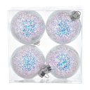120MM SHATTERPROOF IRIDESCENT GLITTERED BALL ORNAMENTS 4-Piece Box