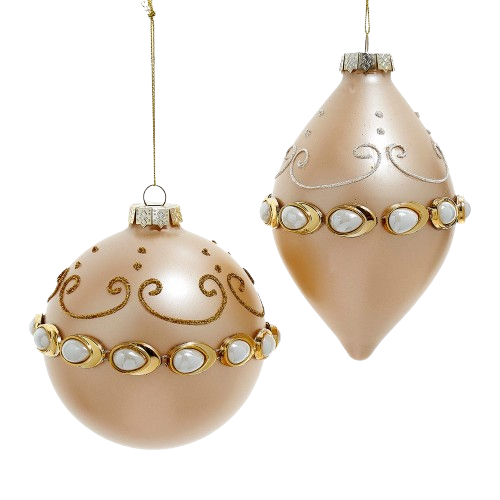 4.5"GLASS BALL/FINIAL WITH PEARL /INDIVIDUAL