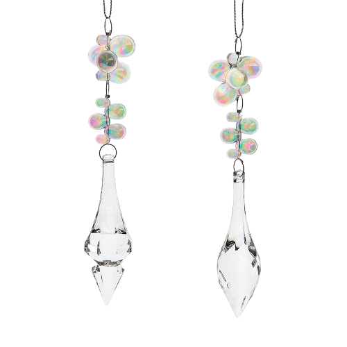 6.25" CLEAR BEADS WITH DANGLE ORNAMENTS - INDIVIDUAL 
