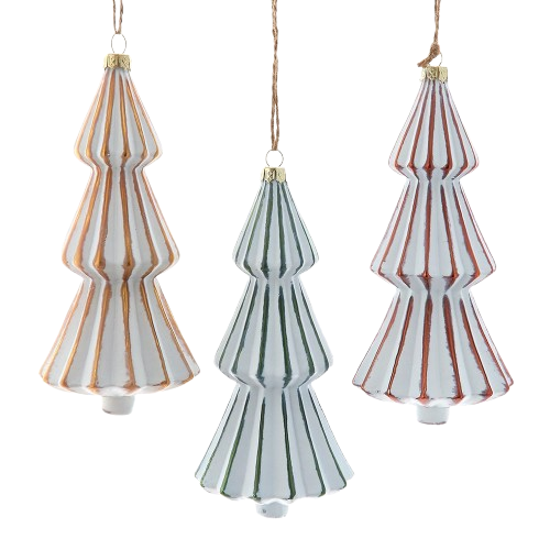 6.75" GLASS WHITE WITH GOLD BROWN GREEN TREE