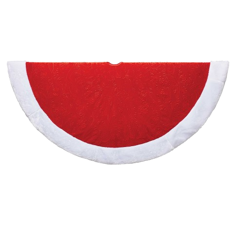 48" RED & WHITE ETCHED VELVET TREES SKIRT