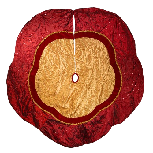 72"RED/GOLD CRISS CROSS SCALLOP TREE SKIRT