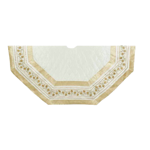 54"IVORY WITH GOLD PINECONE TREE SKIRT