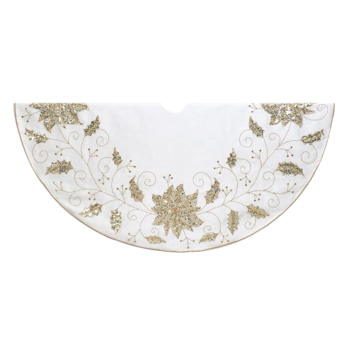 54"IVORY SNOWFLAKE EMBROIDERED TREE SKIRT 