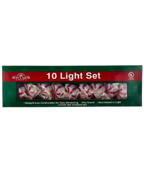 10/L RED PEPPERMINT CANDY LIGH SET 