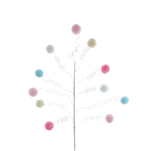 24"GLITTER CURLY PINK, BLUE & WHITE POM POM SPRAY