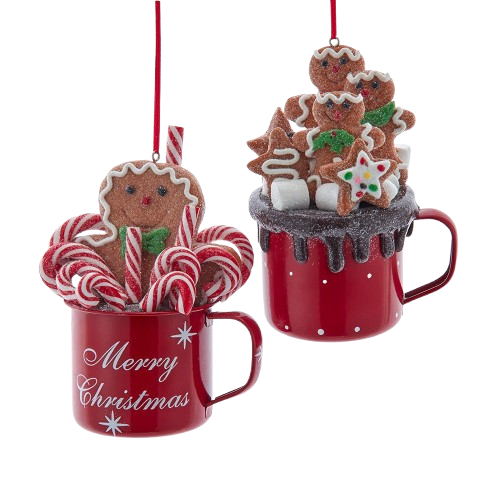 4.9"HOT COCOA CUP ORN W/GINGERBREAD MEN / INDIVIDUAL
