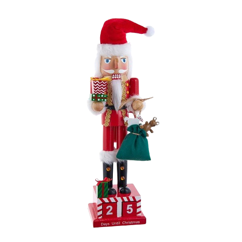 15" SANTA CALENDAR  WITH GIFTS NUTCRACKER