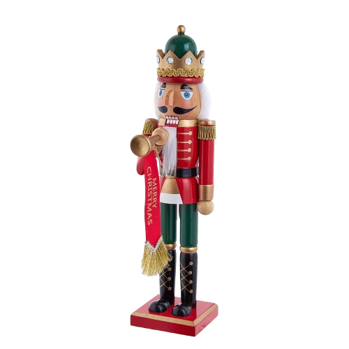 15" RED & GREEN WITH HORN NUTCRACKER