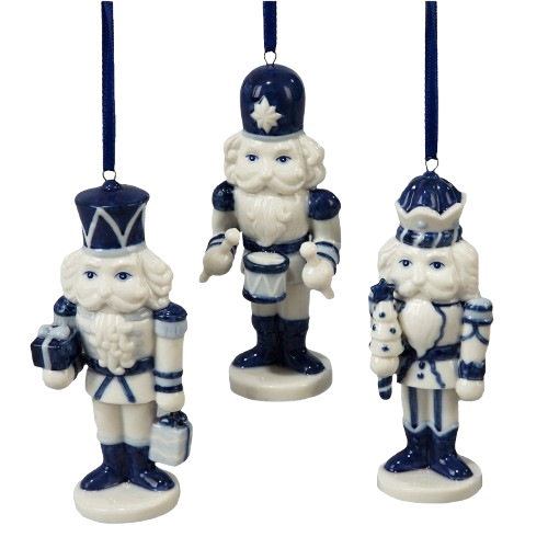 PORCELAIN DELFT BLUE NUTCRACKER ORNAMENTS / INDIVIDUAL 