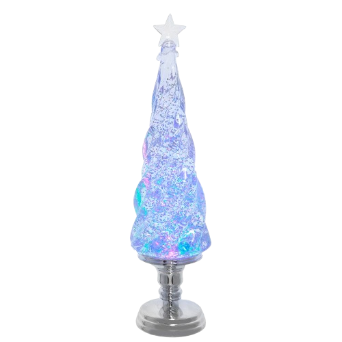 17.72" BATTERY OPERATED RGB LED LIGHTED SWIRLING GLITTER TREE 