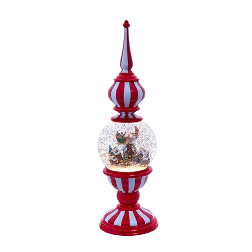16" BATTERY OPERATED USB LIGHTED TOWER WITH SANTA SCENE VILLAGE 