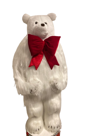 48" OSO BLANCO GRANDE CON LAZO ROJO.