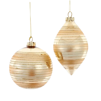 Glass Gold Ball & Onion Ornaments, 2 Assorted