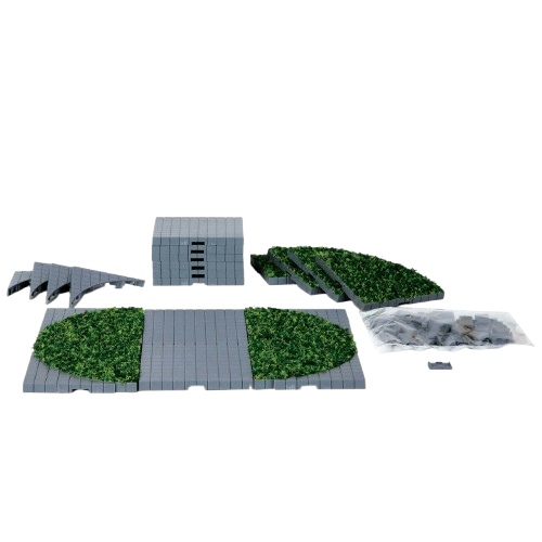 PLAZA SYSTEM (GREY, ROUND GRASS) - 24 PCS