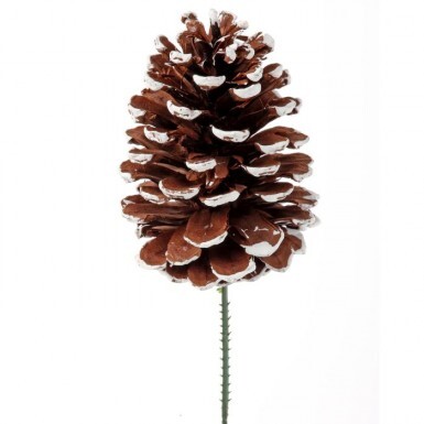 FROSTED JUMBO PINE CONE PICK 4"