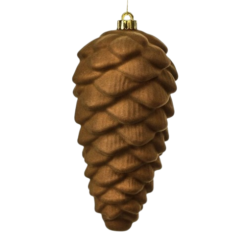 10" VP FLOCKED PINECONE ORNAMENT BOX/3 - BROWN 