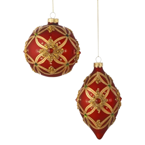 4-6" GLS JWL FLUER FINIAL/BALL ORNAMENT - INDIVIDUAL 