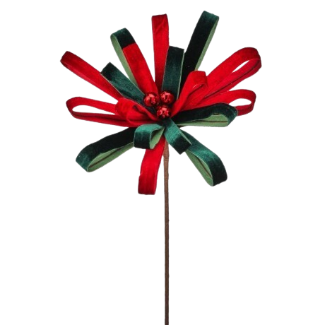 22" HOLIDAY LOOP FLOWER STEM -  RED GREEN