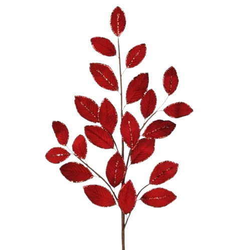 26" MINI VELVET LEAF SPRAY - RED GOLD