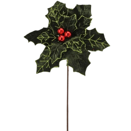 22" ROYALTY POINSETTIA STEM - GREEN RED