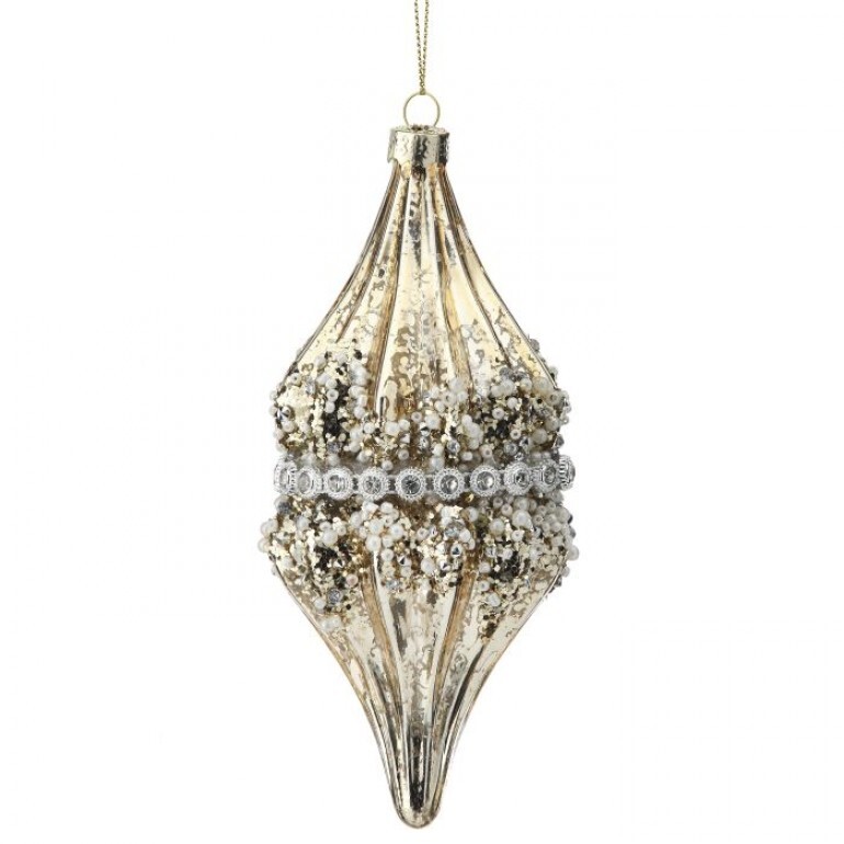 5" GLASS BEADED JEWEL BAND FINIAL ORNAMENT