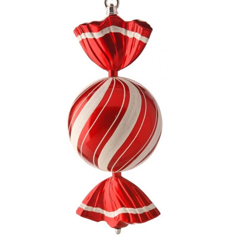 13" VP PEPPERMINT CANDY ROUND TWIST ORN