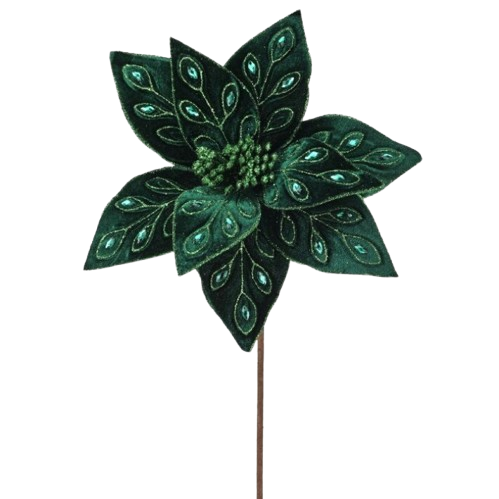22" BEJEWELED POINSETTIA STEM