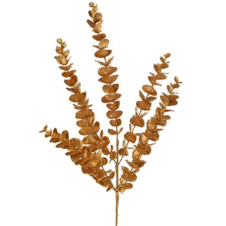 24" GLIITER/SEQUIN EUCALYPTUS SPRAY GOLD