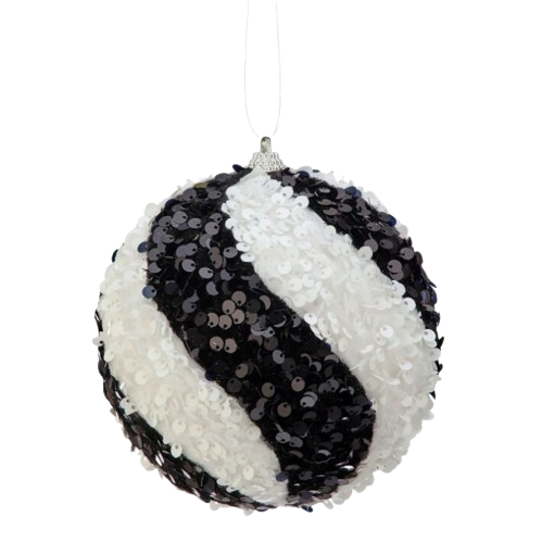 4.5" SEQUIN GLAMOUR STRIPE BALL ORNAMENT