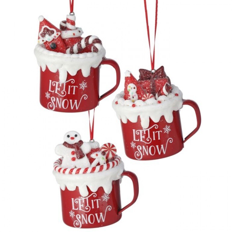 3.5"CLAY DOUGH CANDY MUG ORNAMENT 3AST