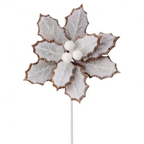24" FROSTING EDGE POINSETTIA - BROWN WHITE