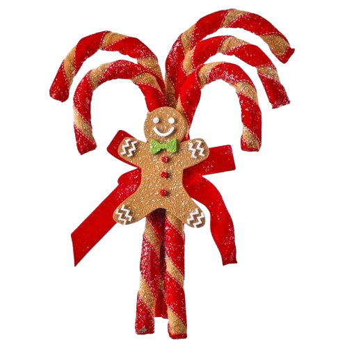 13" CANDY CANE/GINGERBREAD BUNDLE - WHITE RED BROWN