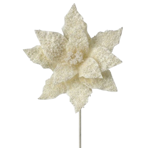 24" PEARL/GLITTER POINSETTIA STEM