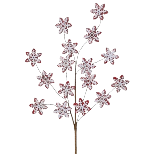 32" GINGERBREAD SNOWFLAKE SPRAY - RED WHITE