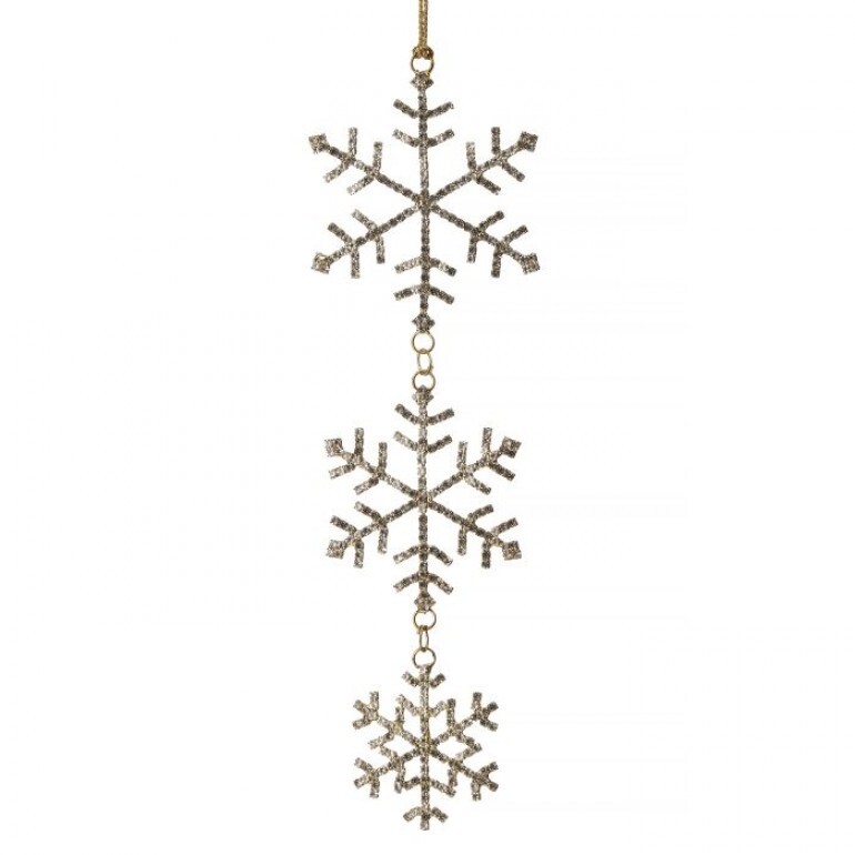 10" PETITE JEWEL SNOWFLAKE DROP ORNAMENT GOLD