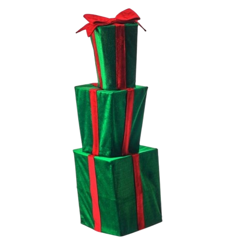27" VP  VELVET TRIPLE  STACK GIFT BOX - GREEN RED