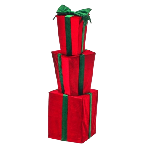 27" VP  VELVET TRIPLE  STACK GIFT BOX - RED GREEN 