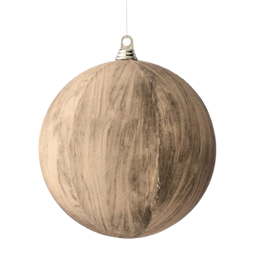 250MM FABRIC WOOD TONE BALL ORNAMENT