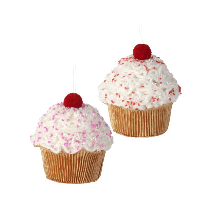 5" SWEETS CUPCAKE ORNAMENT 2/AST
