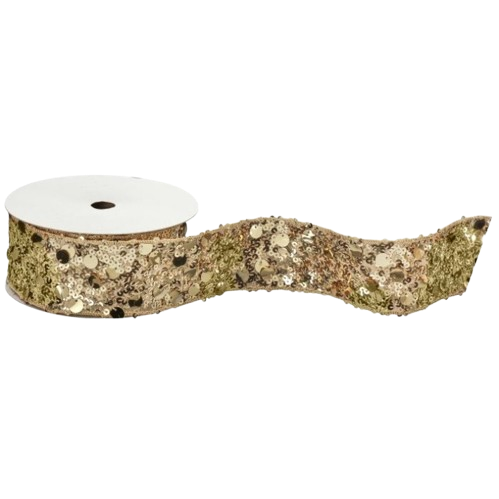 2.5"X10Y MIXED SEQUIN DUPION RIBBON