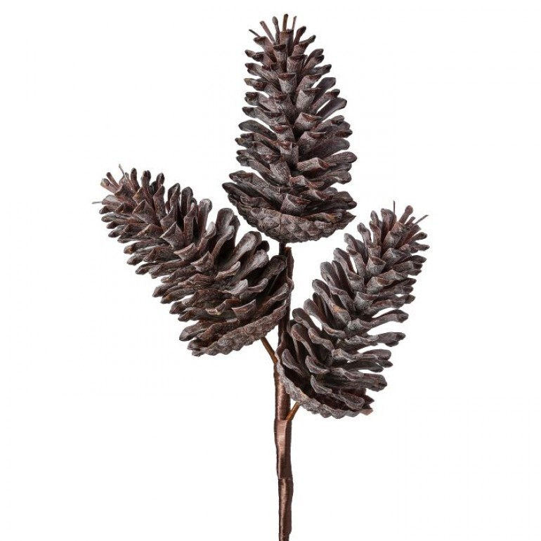 22" PLASTIC WINTER CHALET PINECONE SPRAY X3