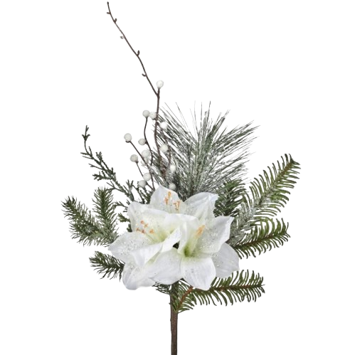 18"ICY AMARYLIS/BERRY/EVERGREEN PICK