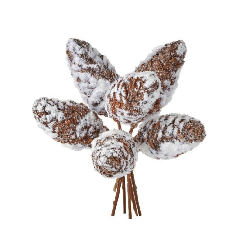 8.5" PL SNOWY PINE CONE BUNDLE