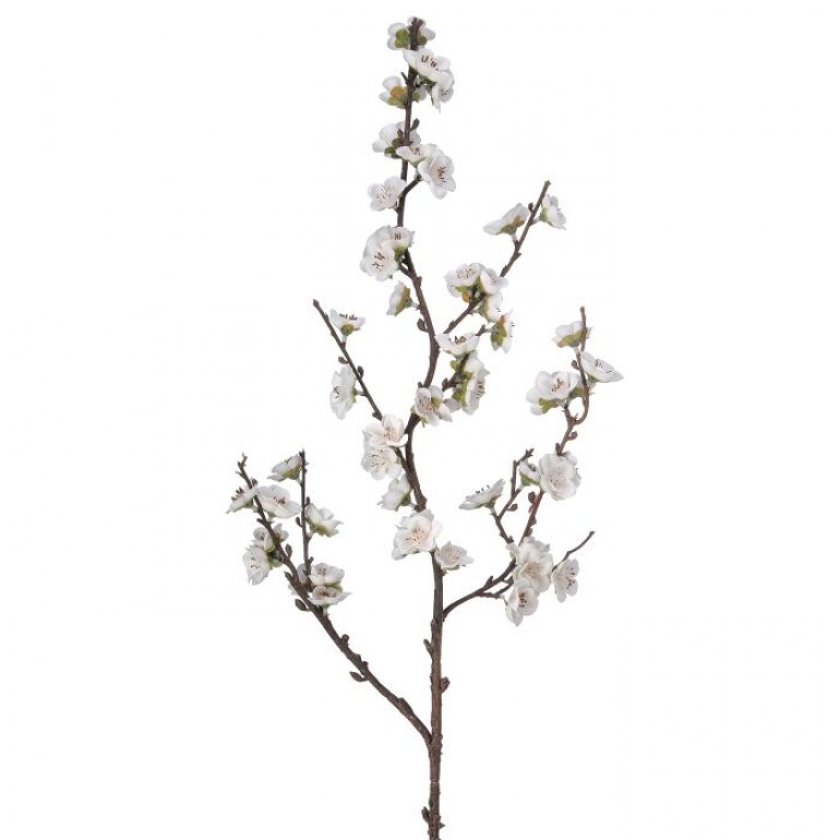 36" VELVET CHERRY BLOSSOM SPRAY WHITE